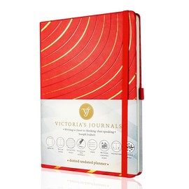 VICTORIA'S JOURNALS Bullet Notebook, Dotted Undated Planner Sofia Hard Cover Vintage Journal Time Management and Goals Organizer, A5 Size 5.5'' x 7.8''
