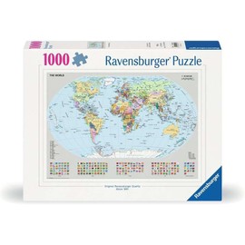 Ravensburger Puzzle 12000065  Mapa del Mundo político  Puzzle de 1000 Piezas, para Adultos y niños a Partir de 14 años, mapamundi con Banderas