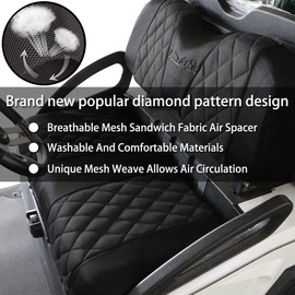 Jaxpare Golf Cart Seat Covers for Club Car Precedent/DS and Yamaha Golf Carts. Breathable and Washable Sandwich Mesh Air Spacer.Renew Your Golf Cart. (Carbon Black)