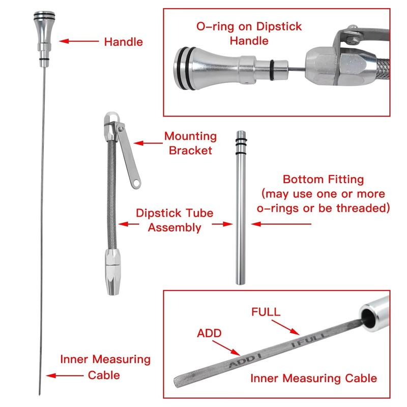 2025 New Stainless Braided Oil Pan Dipstick Passenger Side For