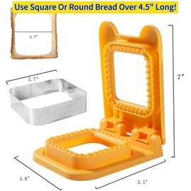 BJAINGEXK Sandwich Slicer and Sealer, Square Pocket Sandwich Maker, Yellow
