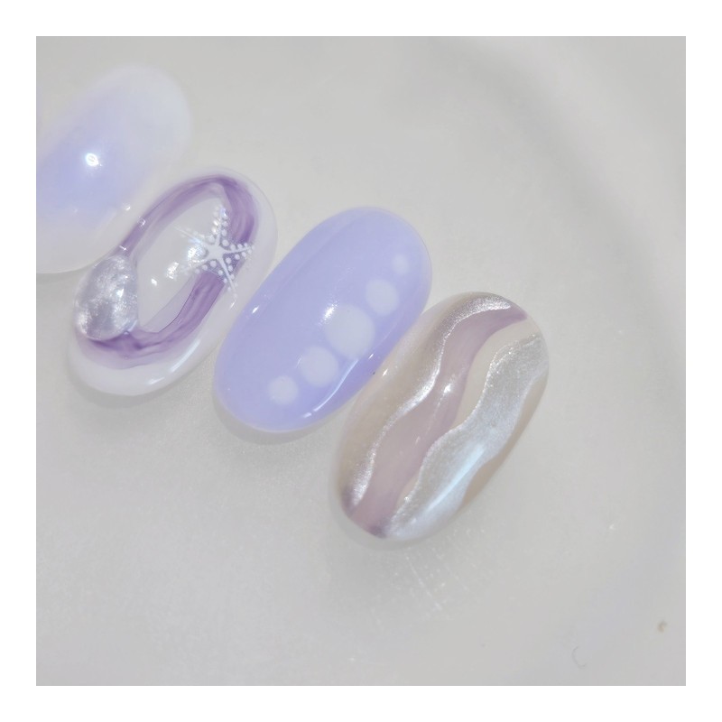 Lavender Ocean handmade nail tips purple summer nails - Coffin