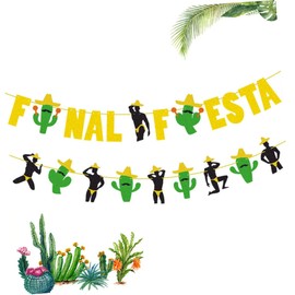 KONTONTY Cactus Patterned Bunting Banner Glittery Mexican Fiesta Party Garland for Decorations for Celebrations Birthday Parties and Photo Props