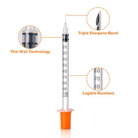 JIUPULL 30PACK U-100 Syringes, 30G 5/16" (8mm) 1ml/cc Disposable Syringe, Individual Wrapped