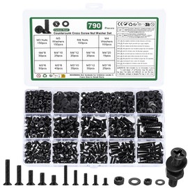 790 Piece M3 M4 Screws Set, Countersunk Screws Nuts Set, Flat Head Screws and Nuts Set, Phillips Machine Screws Assortment Kit with Washers Set (Black, M3 M4)