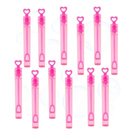 12 Pink Mini Heart Bubble Tubes With 4ml Bubble Liquid Solution and Blow Wands, Weddings favours, Parties, Celebrations, Children’s Birthday Party Bag Fillers, Kids Toys (Pink Heart 12 Pack)