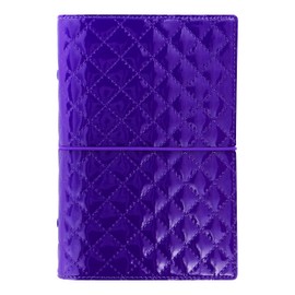 Filofax Domino Luxe Organizer, Personal Size, Purple - High-Gloss, Quilted Effect, Parisian Inspired, Six Rings, Week-to-View Calendar Diary, Multilingual, 2025 (C027989-25)