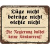 Original RAHMENLOS Decorative Tin Sign with German Text "Die Regierung