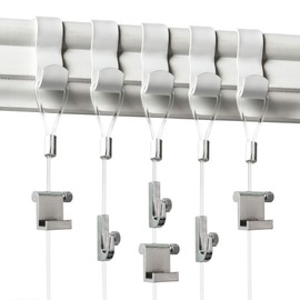 PHS Picture Rail Hanging System - 5 Pack Gallery Set with White Picture Rail Molding Hooks, Invisible Wire & Adjustable Hooks - Professional Art Hanging System for Walls