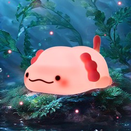 Axolotl Night Light for Kids,Animal Silicone Nursery Night Lamp, Rechargeable Table Lamp Bedside Lamp,Cute Room Decor Light for Bedroom,Living Room,Dining,Desk Decorations,Gift