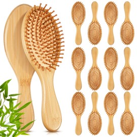 Weysat 12 Pcs Bamboo Hair Brushes Bulk Natural Wooden Paddle Brush Lightweight Massage Scalp Hair Combs Bamboo Detangling Hairbrush for Women Men for All Hair Types, Anti Static