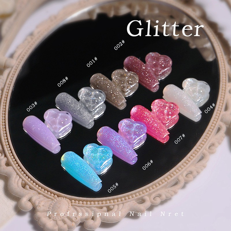 8 Pack Nail Gel Kit 15ml Glitter Builder Nail Gel