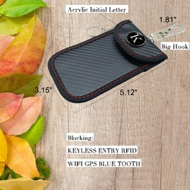 WESTCREEKS Initial Faraday Bags, 2 Pack Car RFID Signal Blocking Faraday Key Fob Protector Bag, Key Fob Cover Pouch (O)