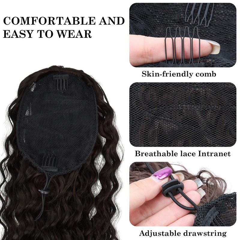 Wisebom Ponytail Extension Clip 62 cm Hairpiece Ponytail Long Curly