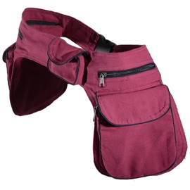 Kunst und Magie Double Bum Bag Side Bag Belt Bag Festival Bag Hippie Goa - Red -