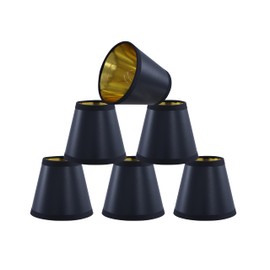 Aspen Creative 51054-6, Hardback Empire Transitional Clip-On Chandelier Shade, Black w/gold inside Washi Paper. 3" Top x 5" Bottom x 4.5" Slant, Set Of 6