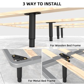 ForoGore 2PCS 10"-17" Adjustable Height Bed Frame Support Legs, Multifunction Metal Adjustable Furniture Leg, Center Support Leg for Bed Frame, Replacement Leg for Bed Frame Sofa Cabinet