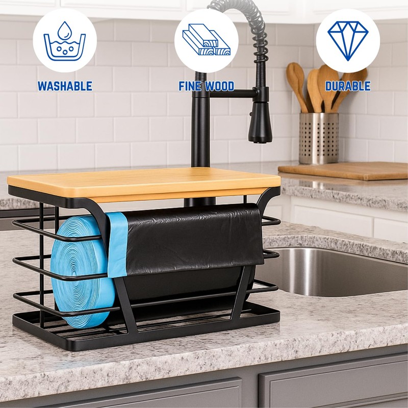 2 - Pack Trash Bag Dispenser with Bamboo Top, Stackable