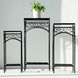Goooxim 29.5-Inch Metal Indoor Plant Stands - 3-Piece Stylish Iron Plant Holder Set for Indoor & Outdoor Use - Durable Flower Pot Stands Perfect for Balcony, Patio, and Home Decoration