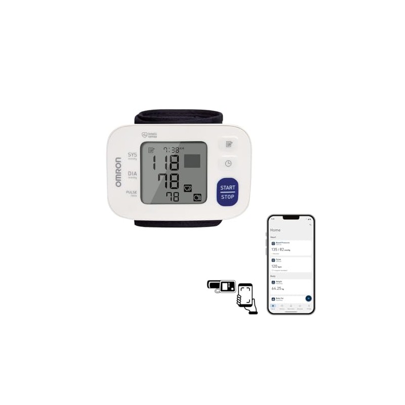 OMRON Baumanómetro automático de muñeca HEM-6230 compatible con app OMRON