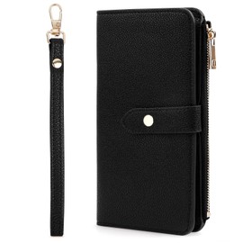 Lychii Passport Holder Cover, PU Leather Travel Wallet Case with RFID Blocking, Travel Documents Organizes for Passport, Business Cards, Credit Cards, Boarding Passes, Black