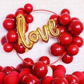 Red Balloons, 50 Pcs 12 In Red Party Decorations for Birthday Decorations, Wedding Decorations, Baby Shower Balloons, Garnet Red Birthday Balloons with Garnet Red Balloons and Red Ribbon