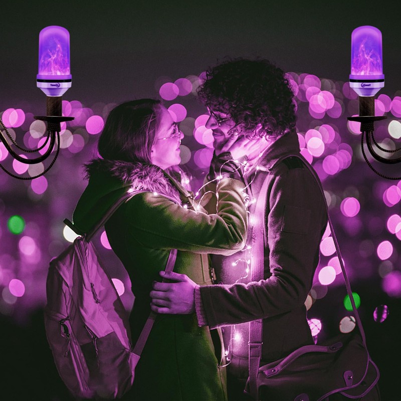 Yewclls LED Flame Effect Light Bulb, 4 Modes E26 Base