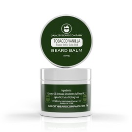Oak City Beard Company- Bálsamo para barba de 2 onzas de vainilla y tabaco Acondicionador para barba de madera de guayaco y vainilla y tabaco
