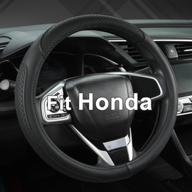 West Llama Customized Auto Car Steering Wheel Cover for Honda Accord Civic CR-V HR-V Pilot Fit Passport Odyssey 14.5-15inch(Black-Standard Size)