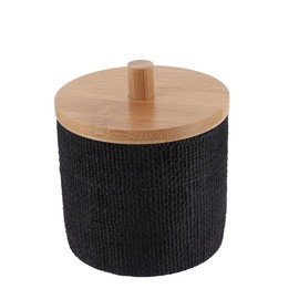 Tendance Cotton Box Polyresin Round with Mesh Effect and Bamboo Black