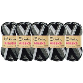 ESTAMBRE ALASKA MATIZADO 5PZAS 100G C/U MISMO COLOR (901 Cebra)