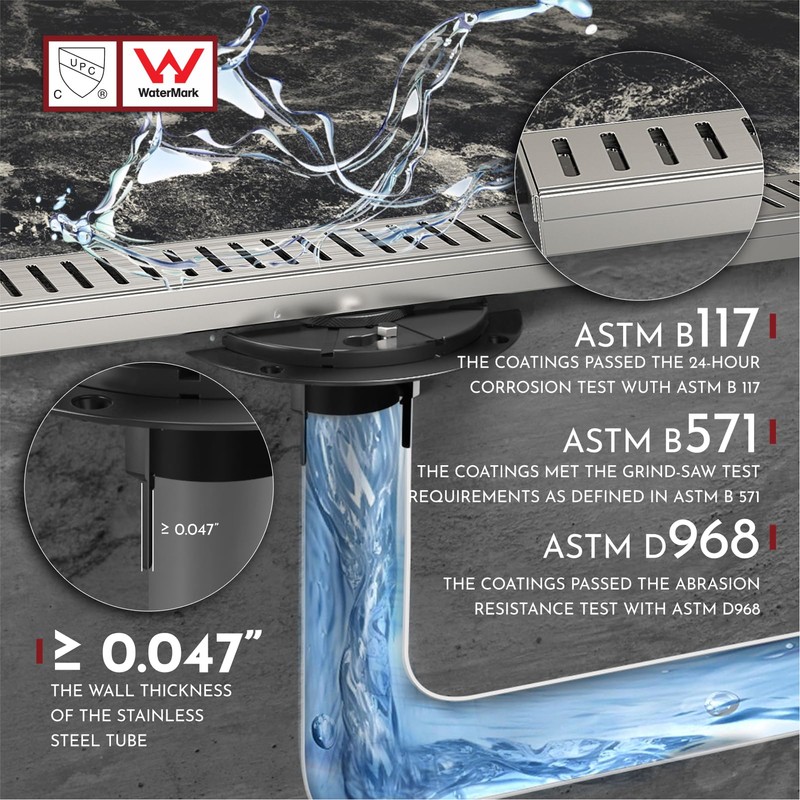 WEBANG 24 Inch Linear Shower Drain Rectangular Floor Drain with