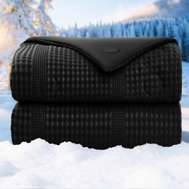 bedsmile Waffle Weave Cooling Comforter King Size, Q-Max 0.45 Reversible Cooling Blanket for Hot Sleepers, Breathable Lightweight Silk Smooth Summer Bedding, Quilted Ice Blanket, Black