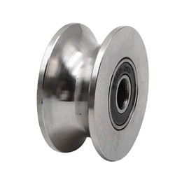Chiloskit 304 Stainless Steel 2" Sliding Gate Roller Wheel Bearing U Groove Pulley Bearing Track Rail Rigid Caster Wheel for Lifting Swing Sliding Gate (U Groove 2inch)