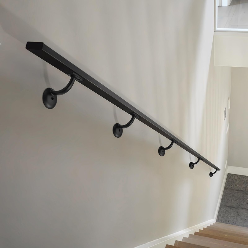 khtumeware 4 Pack Matte Black Hand Rail Bracket Heavy Duty