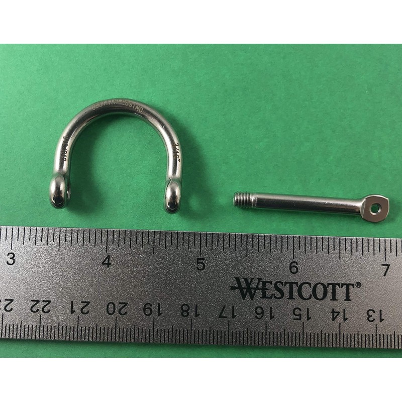 US STAINLESS Stainless Steel 316 Wide D Shackle 3/16" (5mm)