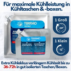 TERRMO Ice Pro™ Premium Large Ice Pack for Cool Bag, Cool Box, Cool Backpack, Long Cooling Time up to 48-72 Hours, Reusable, High Performance, Cooling Elements XL, 830 ml/900 g, 25 x 25 cm (Pack of 4)
