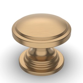 Amerdeco 10 Pack 1-1/4 inch Kitchen Cabinet Knobs Champagne Bronze Cabinet Knobs Bedroom Dresser Gold Round Drawer Knobs Single Hole Cabinet Pulls