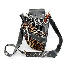 Hairdressing Scissor Pouch by Kassaki Black Check Tool Belt Bag Limited Edition (Rainbow Leopard)