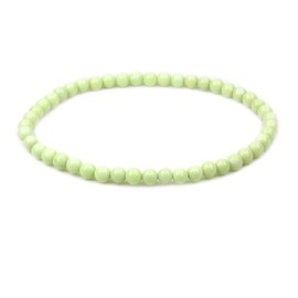 Keleny Natural 4mm Green Lemon Chrysoprase Round Beads Gemstones Crystal Stretch Bracelet 7 Inch Unisex