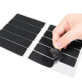 Self-Adhesive Hook and Loop Tape Strips - 1 x 4 inch Wide Straps - Heavy Duty Sticky Back Tape Fastener - 15 Strips (Black)