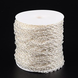 Perlin 3 Metre Link Chain Link Chain Metal Chain Round Ring Chain 4 mm Jewellery Chain Sold by the Metre for Jewellery Making Necklaces Bracelet DIY Crafts