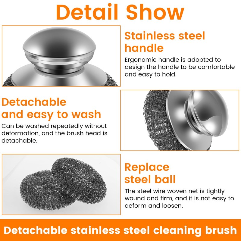 16 Pack Steel Wool Scrubber with 8 PCS Replacement Wire