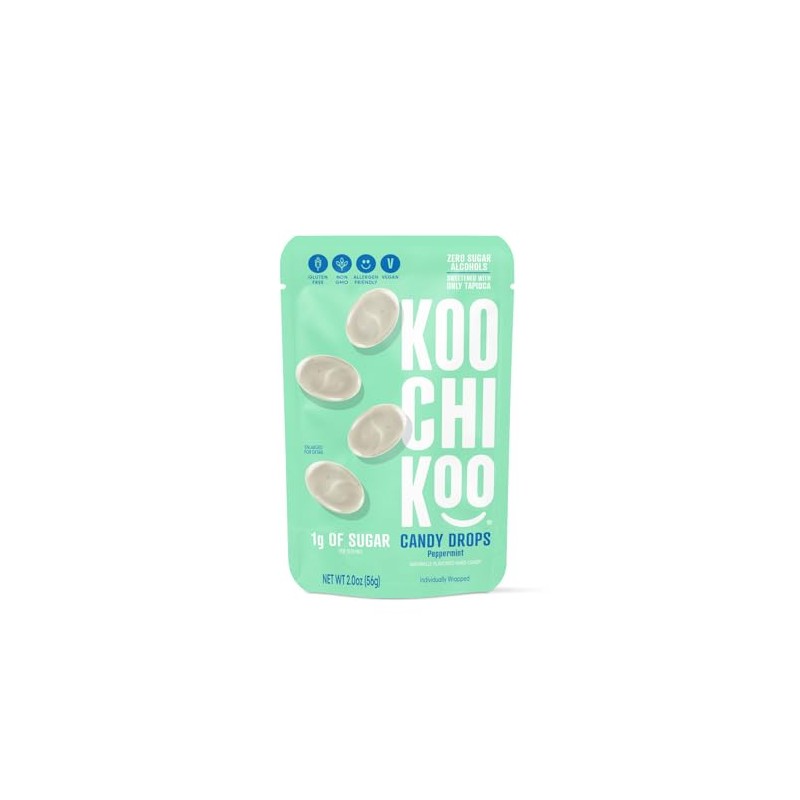 Koochikoo Flavored Hard Candy Drops, Peppermint Flavor, Organic, Vegan &