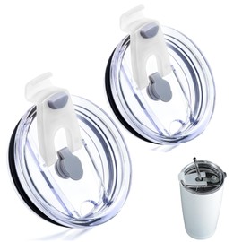 Aninako Vacuum Insulated Tumbler Lid Lid 2 Pack Lids with Straw Mouth Dust Proof for Better Hot and Cold Retention, Clear Airtight Insulated Flip Mouth Water Bottle Accessories for 20oz 600ml (8cm
