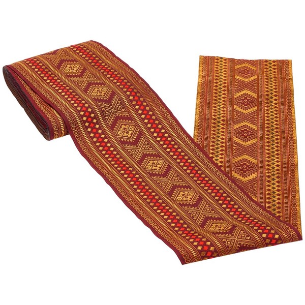 CABODYALS 4 Inch 10 Yards Red Jacquard Ribbon Boho Embroidered