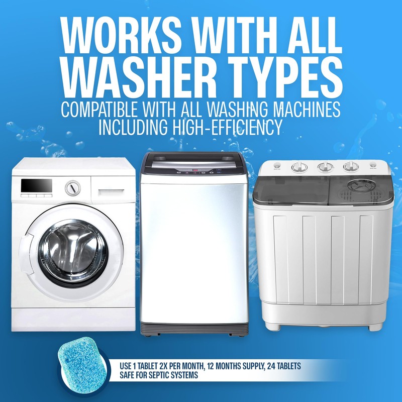 Sudstainables Washing Machine Cleaner Tablets (24-Pack) – Deep Clean Odor