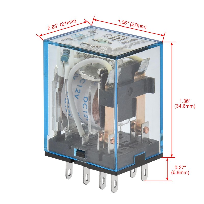 Heschen Universal Relay MY2NJ 12VDC Coil 5A 24VDC / 220VAC