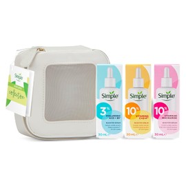 Simple Booster Serum Collection 3 piece Gift Set with a small Travel Beauty Bag