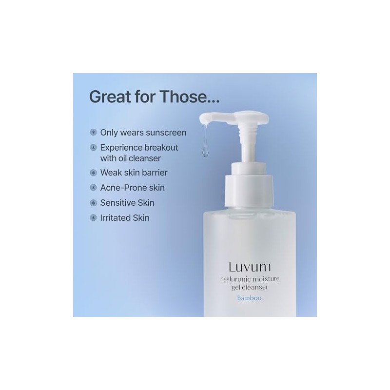 Luvum Limpiador en Gel con Bambú y Ácido Hialurónico, No